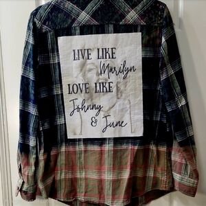 Blue Mountain Bleached Flannel Shirt with Marilyn and Johnny & June - Medium